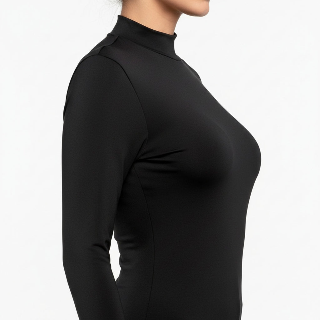 Anna-Kaci Women's Long Sleeve Fleece Lined Mock Neck Top with Soft Stretch Fabric and Slim Fit