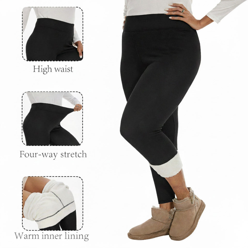 Anna-Kaci Women's Plus Size High Waist Fleece Lined Leggings with Smooth Stretch Fabric and Full Length Fit
