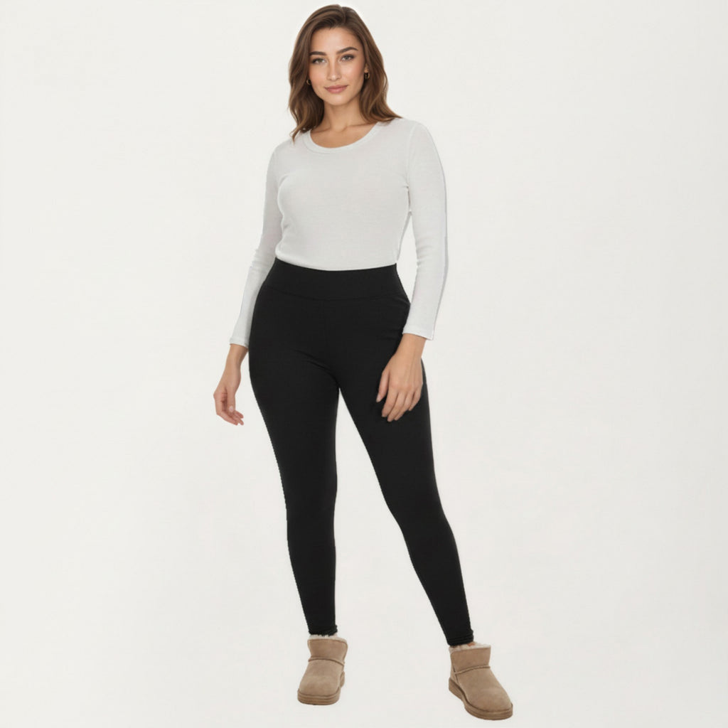 Anna-Kaci Women's Plus Size High Waist Fleece Lined Leggings with Smooth Stretch Fabric and Full Length Fit