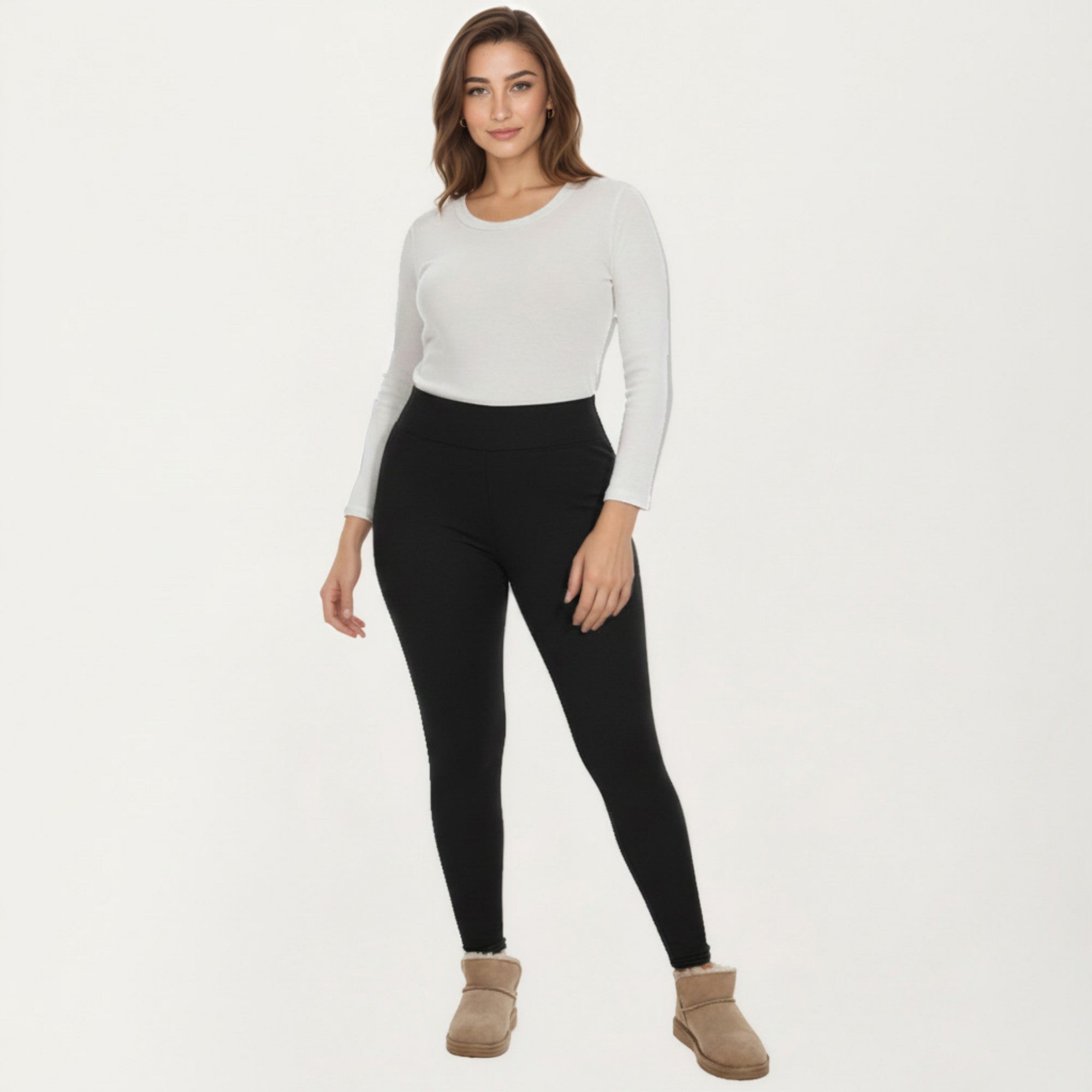 Anna-Kaci Women's Plus Size High Waist Fleece Lined Leggings with Smooth Stretch Fabric and Full Length Fit