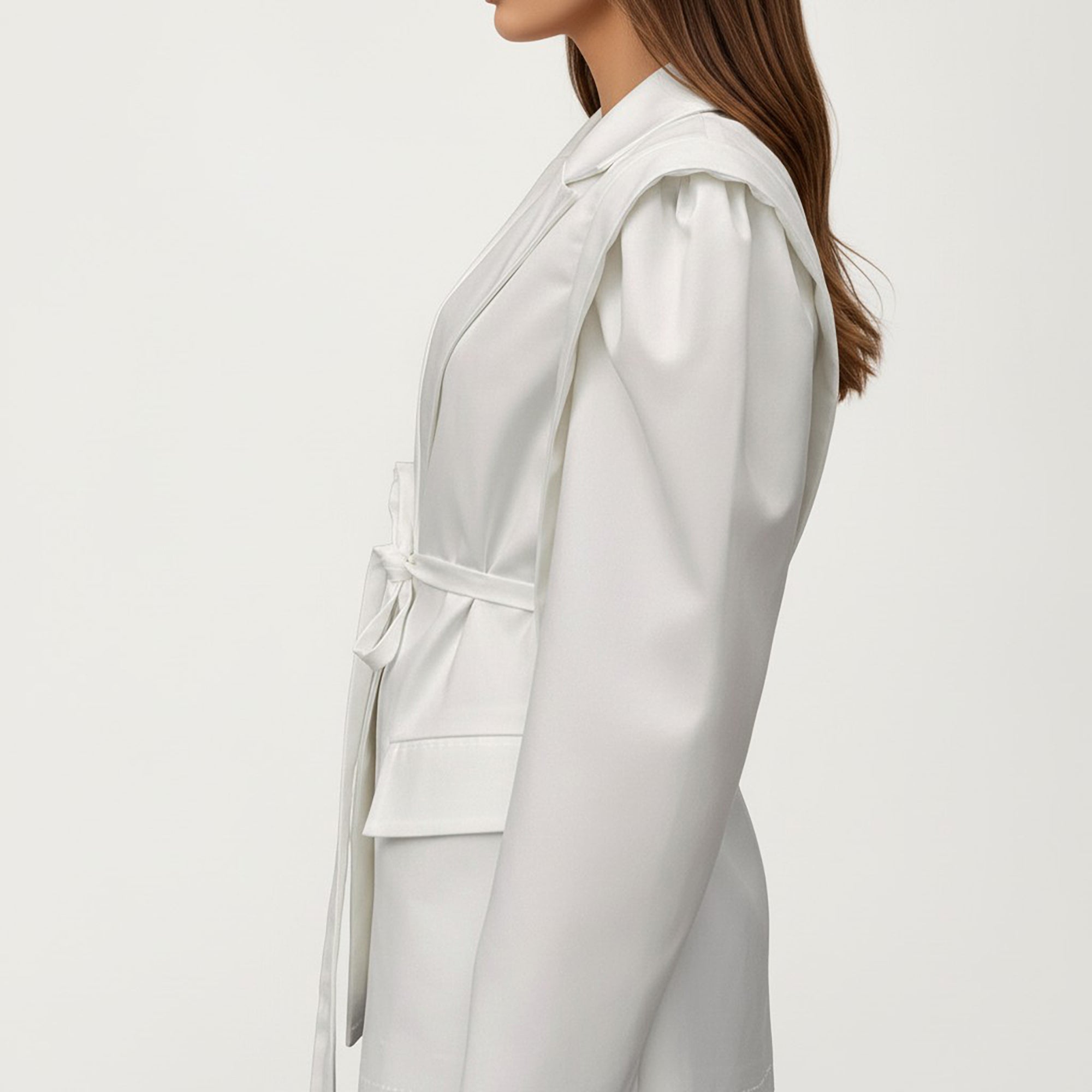 Anna-Kaci Long Sleeve Tailored Blazer with Tie Waist and Structured Lapel