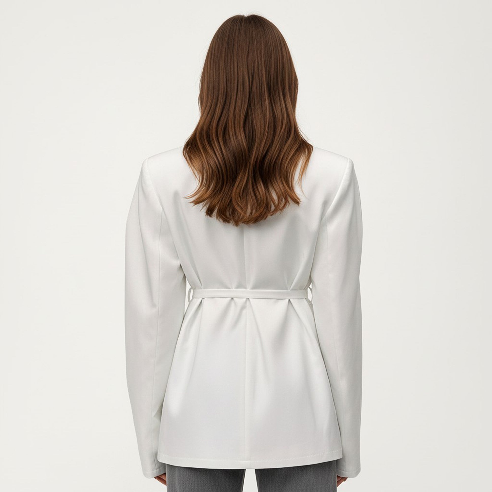 Anna-Kaci Long Sleeve Tailored Blazer with Tie Waist and Structured Lapel
