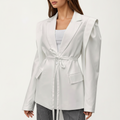 Anna-Kaci Long Sleeve Tailored Blazer with Tie Waist and Structured Lapel