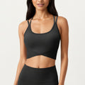 Anna-Kaci Active Women's Strappy Back Sports Bra with Scoop Neckline and Wide Support Band