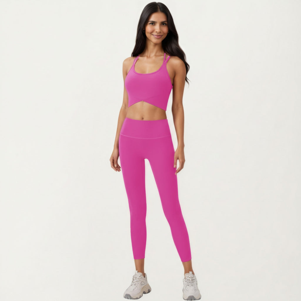 Anna-Kaci Active Women's Strappy Back Sports Bra with Scoop Neckline and Wide Support Band