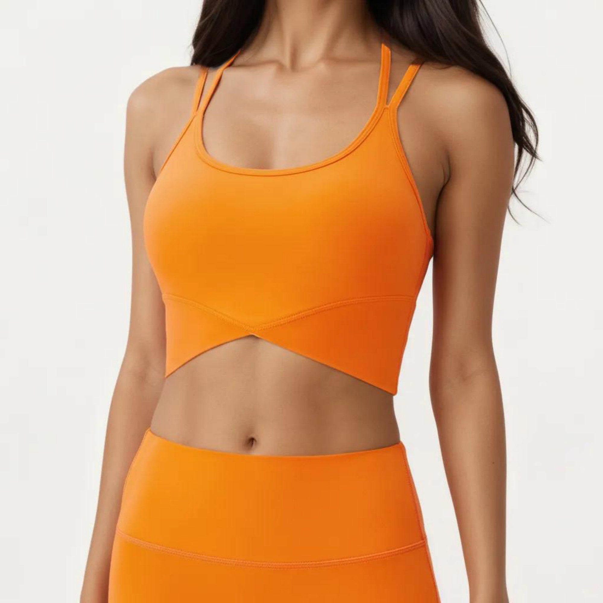 Anna-Kaci Active Women's Strappy Back Sports Bra with Scoop Neckline and Wide Support Band