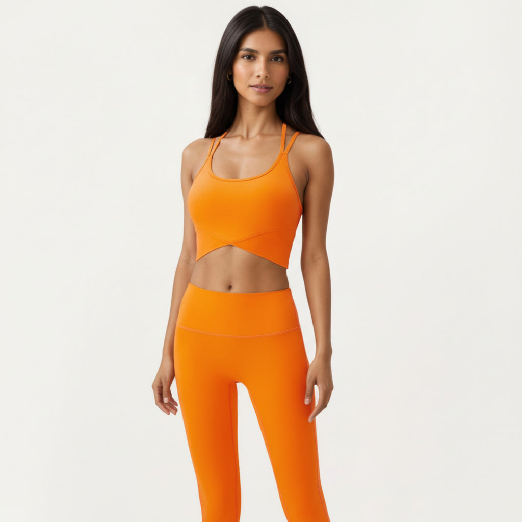 Anna-Kaci Active Women's Strappy Back Sports Bra with Scoop Neckline and Wide Support Band