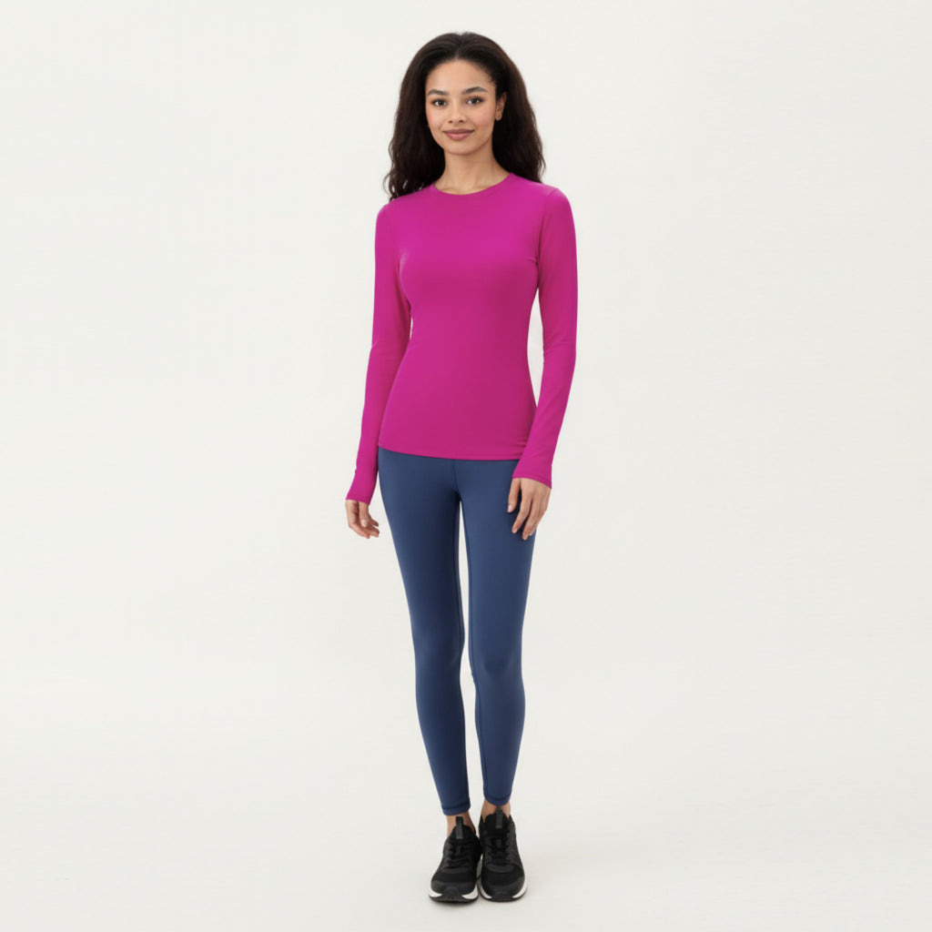 Anna-Kaci Active Women's Long Sleeve Fitted Stretch Knit Performance Top