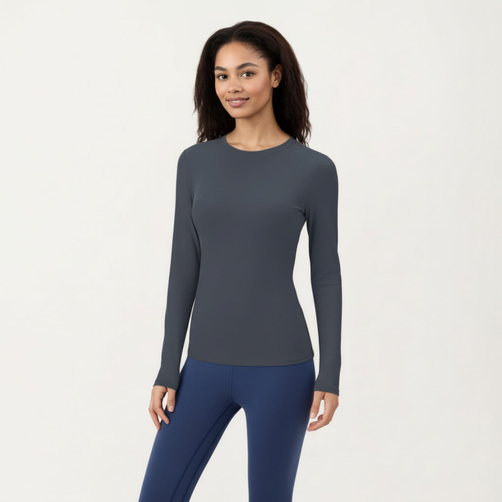 Anna-Kaci Active Women's Long Sleeve Fitted Stretch Knit Performance Top
