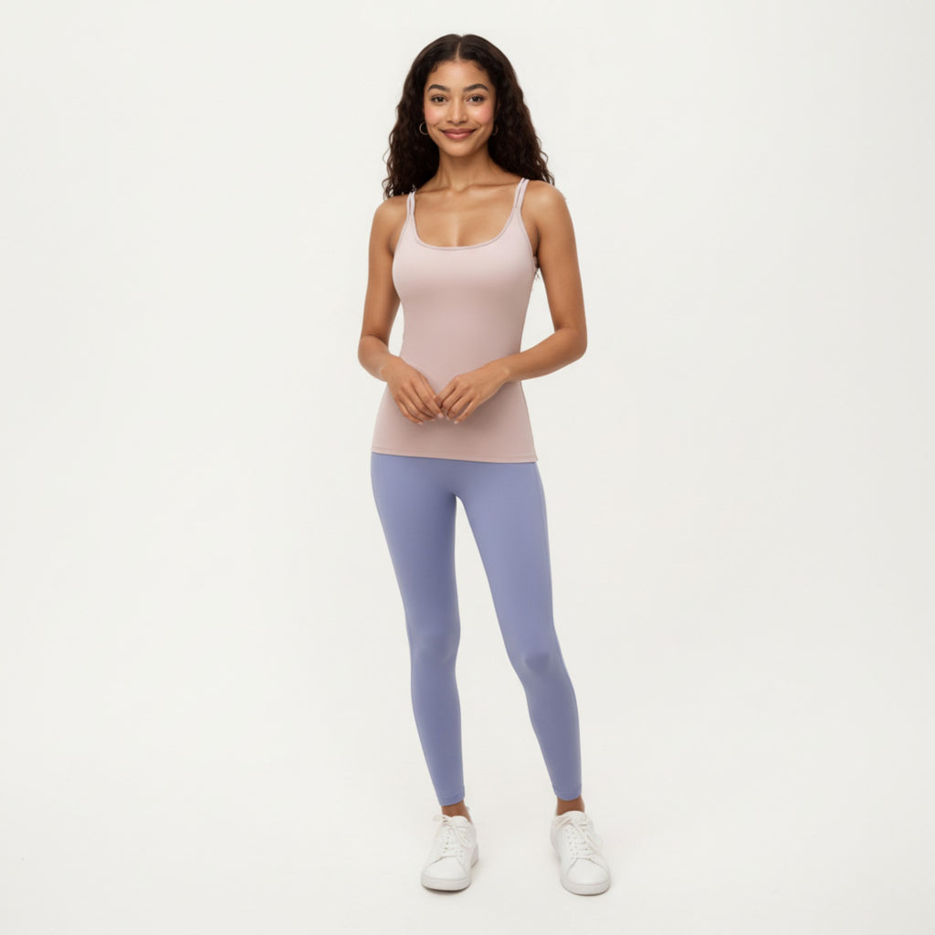 Anna-Kaci Active Women's Fitted Athletic Tank Top with Double Strap Back and Smooth Stretch Knit Fabric