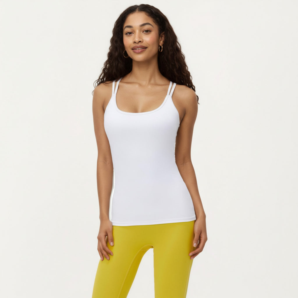 Anna-Kaci Active Women's Fitted Athletic Tank Top with Double Strap Back and Smooth Stretch Knit Fabric