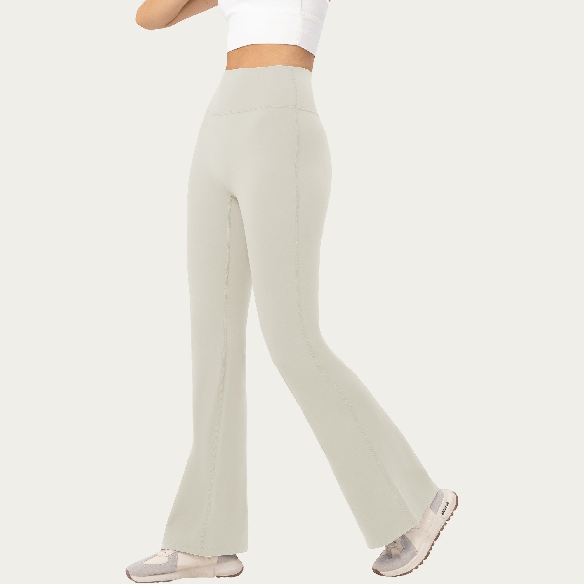 Anna-Kaci Active Women's High Waist Flare Leggings with Stretch Knit Fabric and Smooth Sculpting Fit