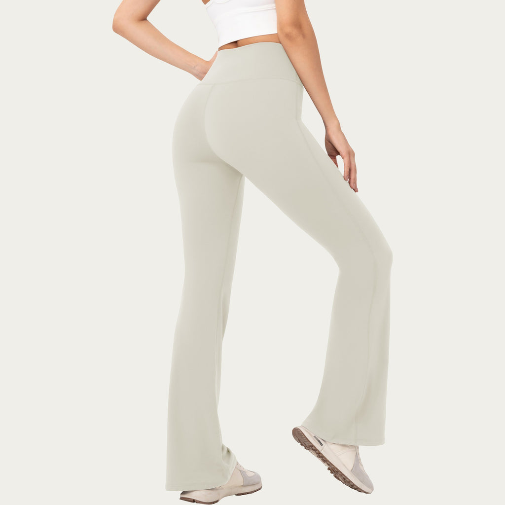 Anna-Kaci Active Women's High Waist Flare Leggings with Stretch Knit Fabric and Smooth Sculpting Fit
