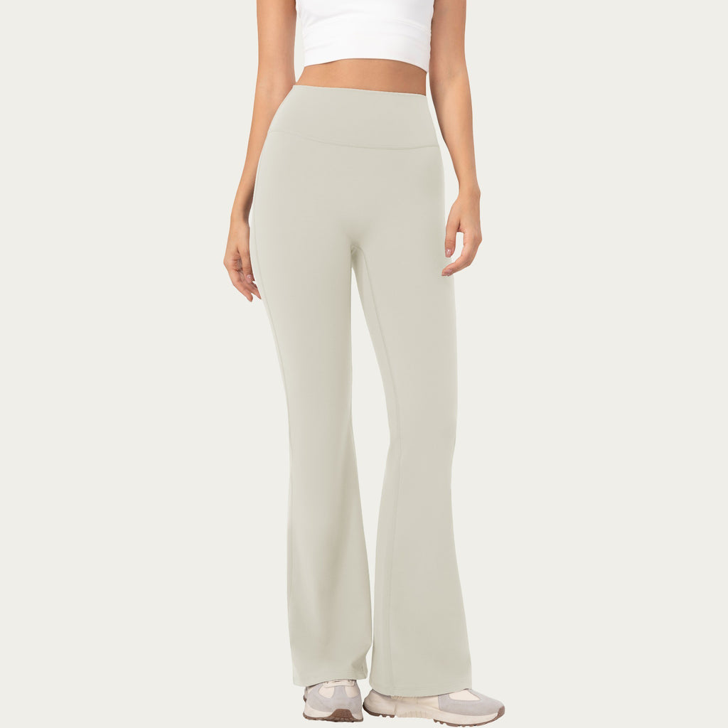 Anna-Kaci Active Women's High Waist Flare Leggings with Stretch Knit Fabric and Smooth Sculpting Fit