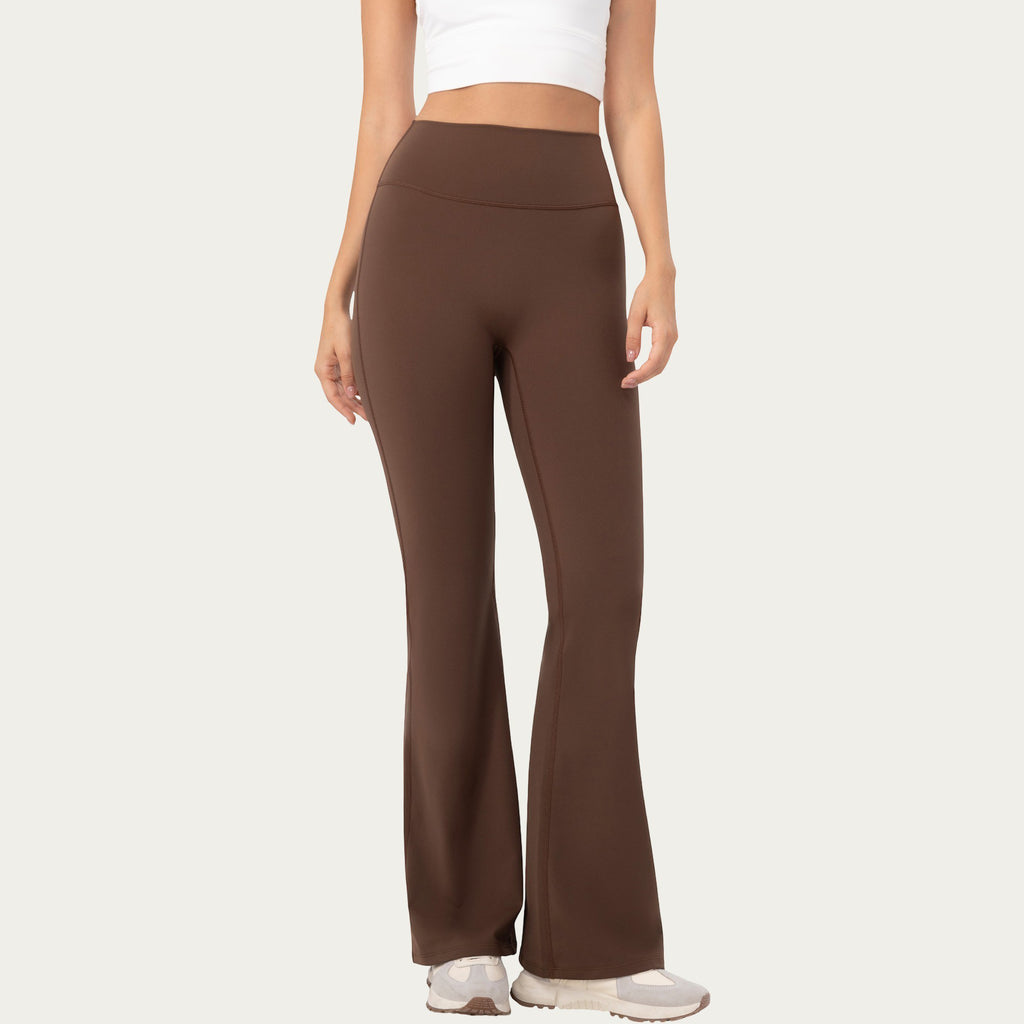 Anna-Kaci Active Women's High Waist Flare Leggings with Stretch Knit Fabric and Smooth Sculpting Fit