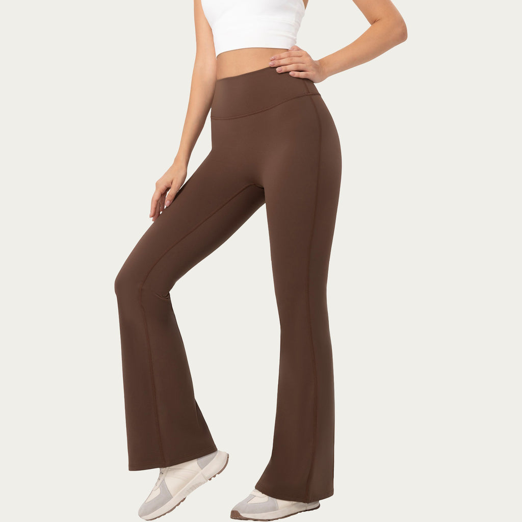 Anna-Kaci Active Women's High Waist Flare Leggings with Stretch Knit Fabric and Smooth Sculpting Fit