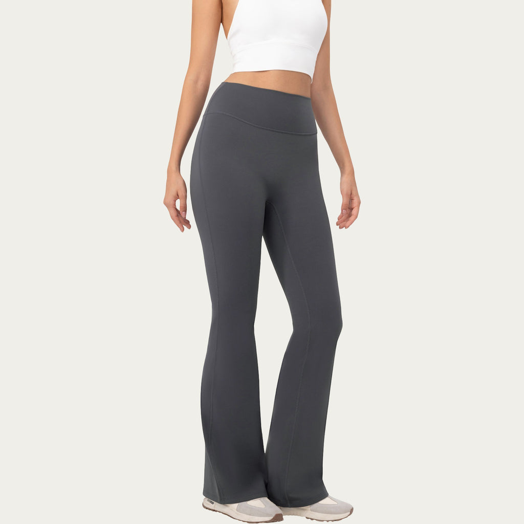 Anna-Kaci Active Women's High Waist Flare Leggings with Stretch Knit Fabric and Smooth Sculpting Fit