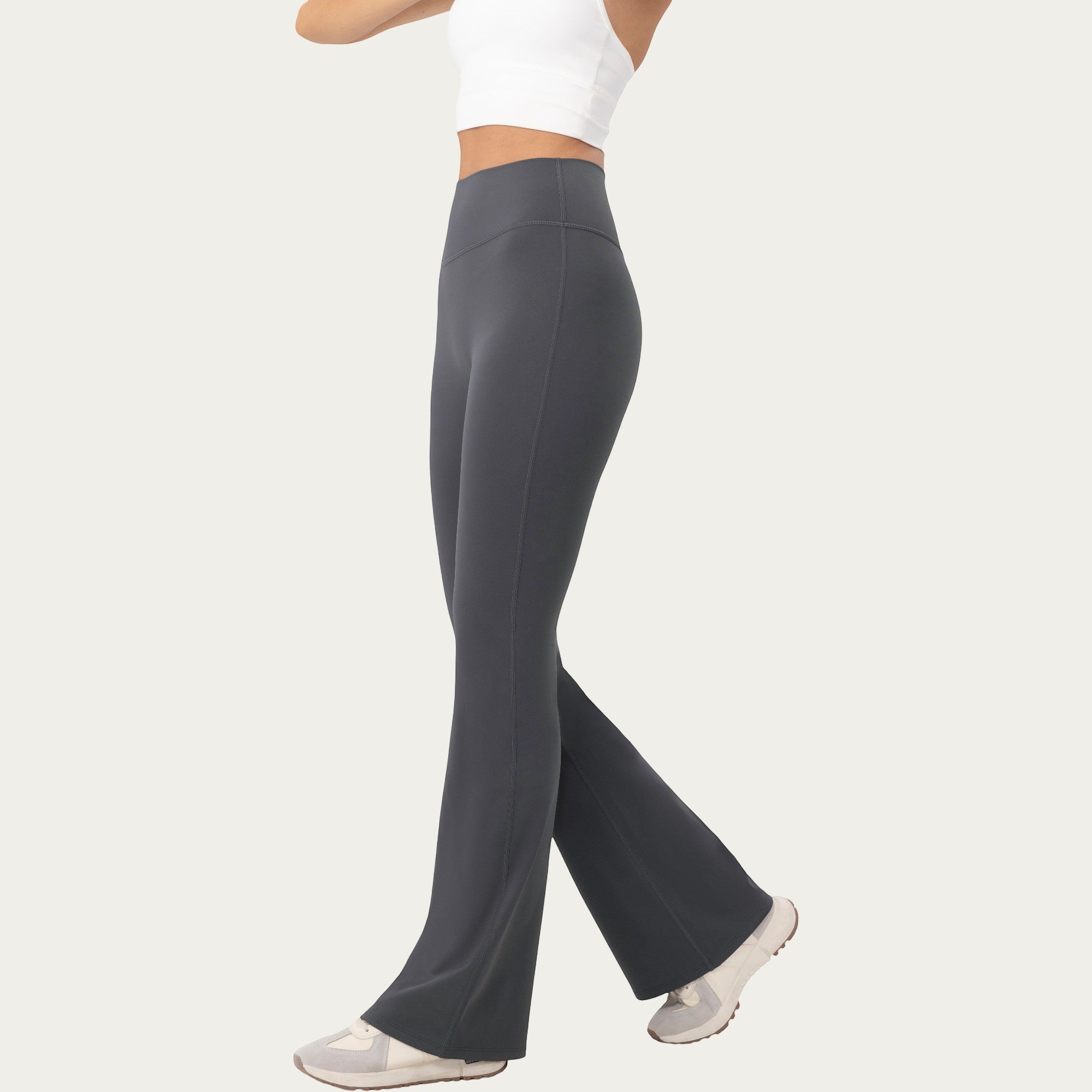 Anna-Kaci Active Women's High Waist Flare Leggings with Stretch Knit Fabric and Smooth Sculpting Fit