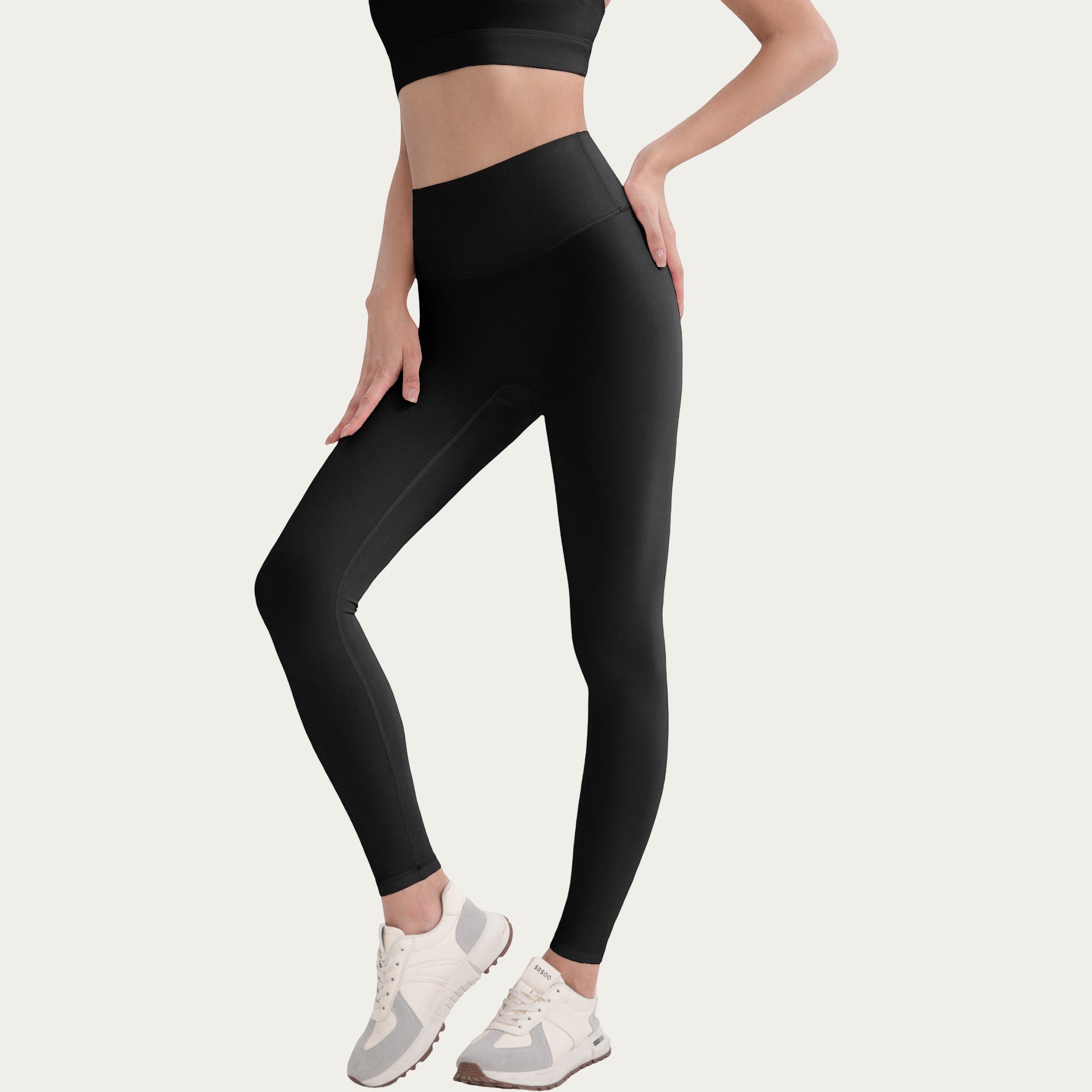 Anna-Kaci Active Women's High Waist Stretch Knit Leggings with Wide Waistband and Smooth Sculpting Fit