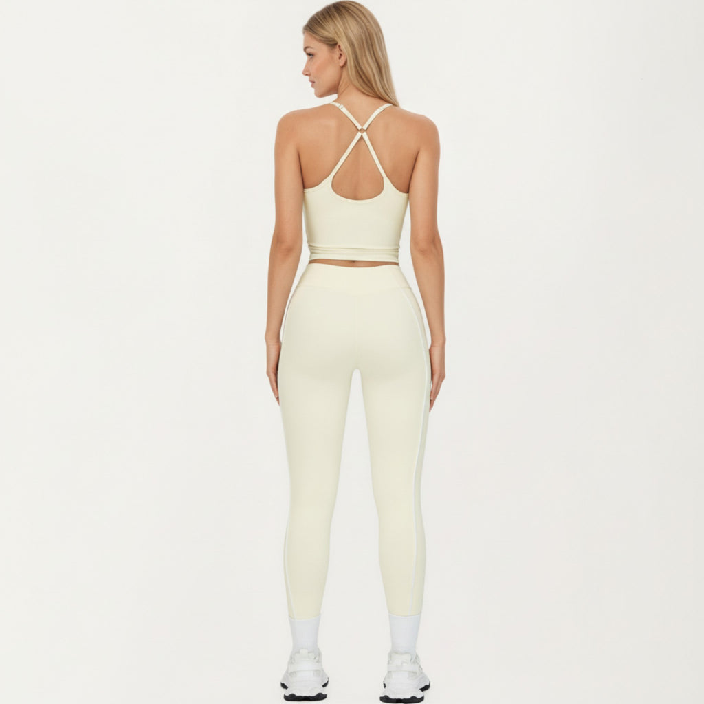 Anna-Kaci Active Women's Fitted Sports Bra Tank with V Neckline Adjustable Straps and Smooth Stretch Support