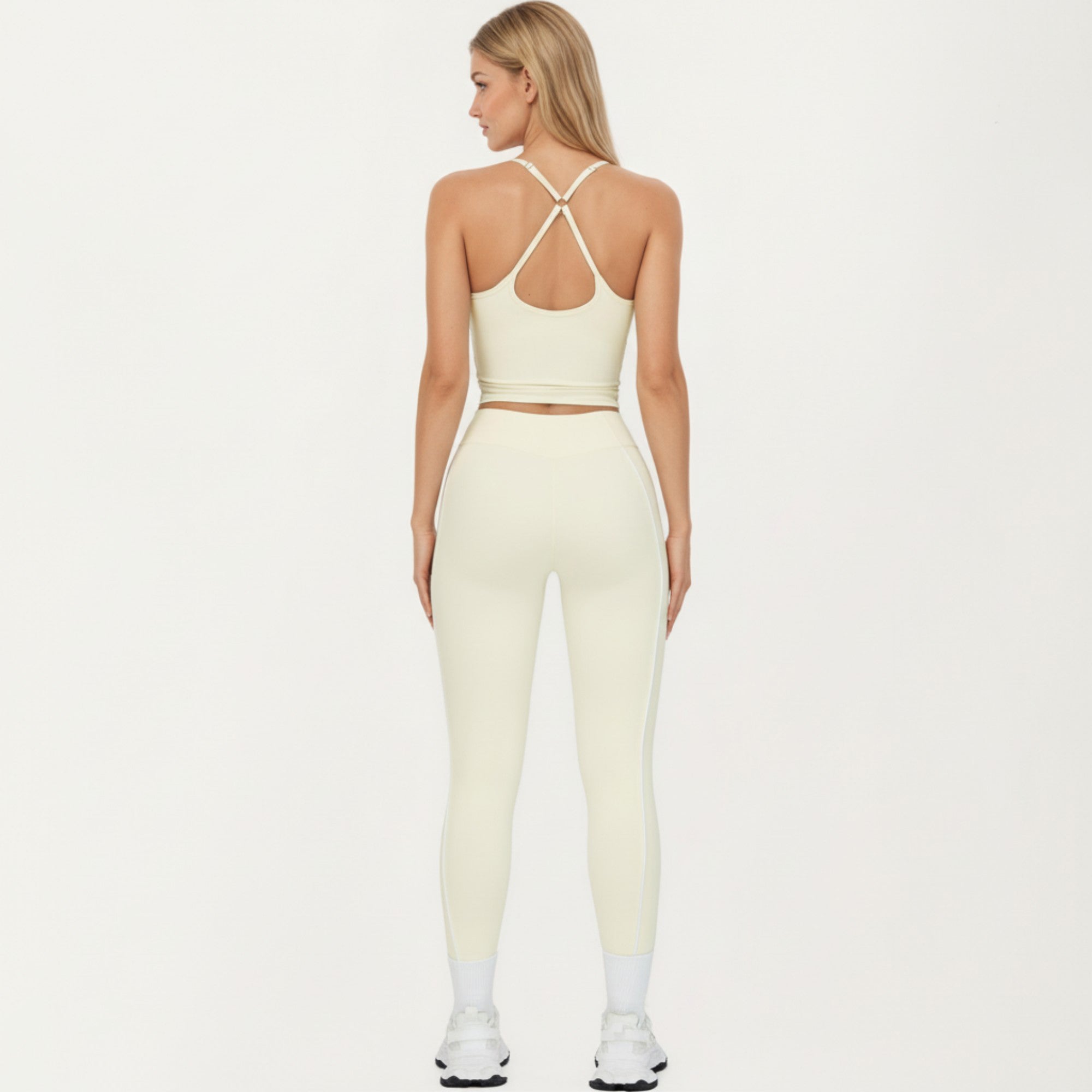 Anna-Kaci Active Women's Fitted Sports Bra Tank with V Neckline Adjustable Straps and Smooth Stretch Support