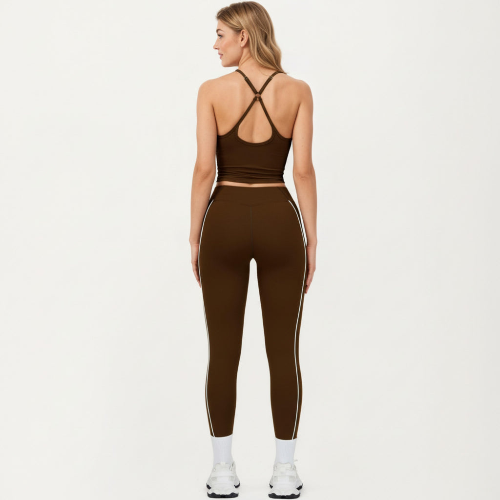 Anna-Kaci Active Women's Fitted Sports Bra Tank with V Neckline Adjustable Straps and Smooth Stretch Support