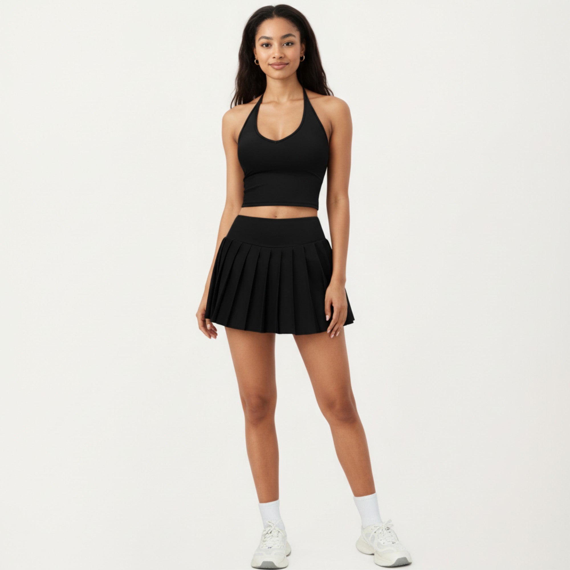 Anna-Kaci Active Women's Halter Neck Fitted Active Top with V Neckline and Smooth Stretch Support