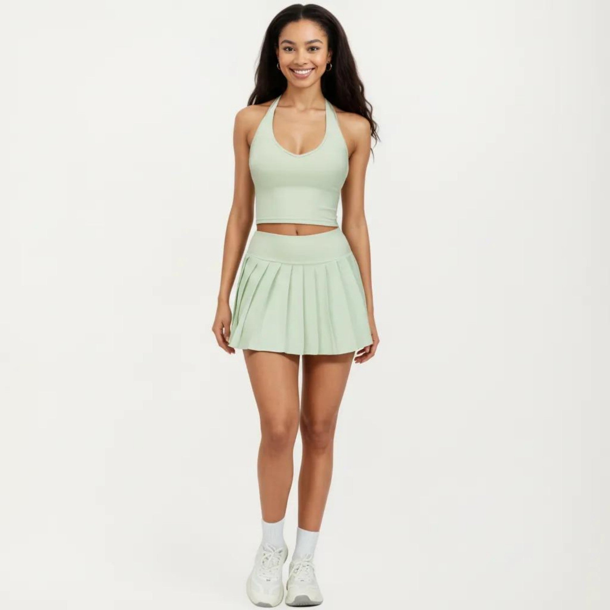 Anna-Kaci Active Women's Halter Neck Fitted Active Top with V Neckline and Smooth Stretch Support