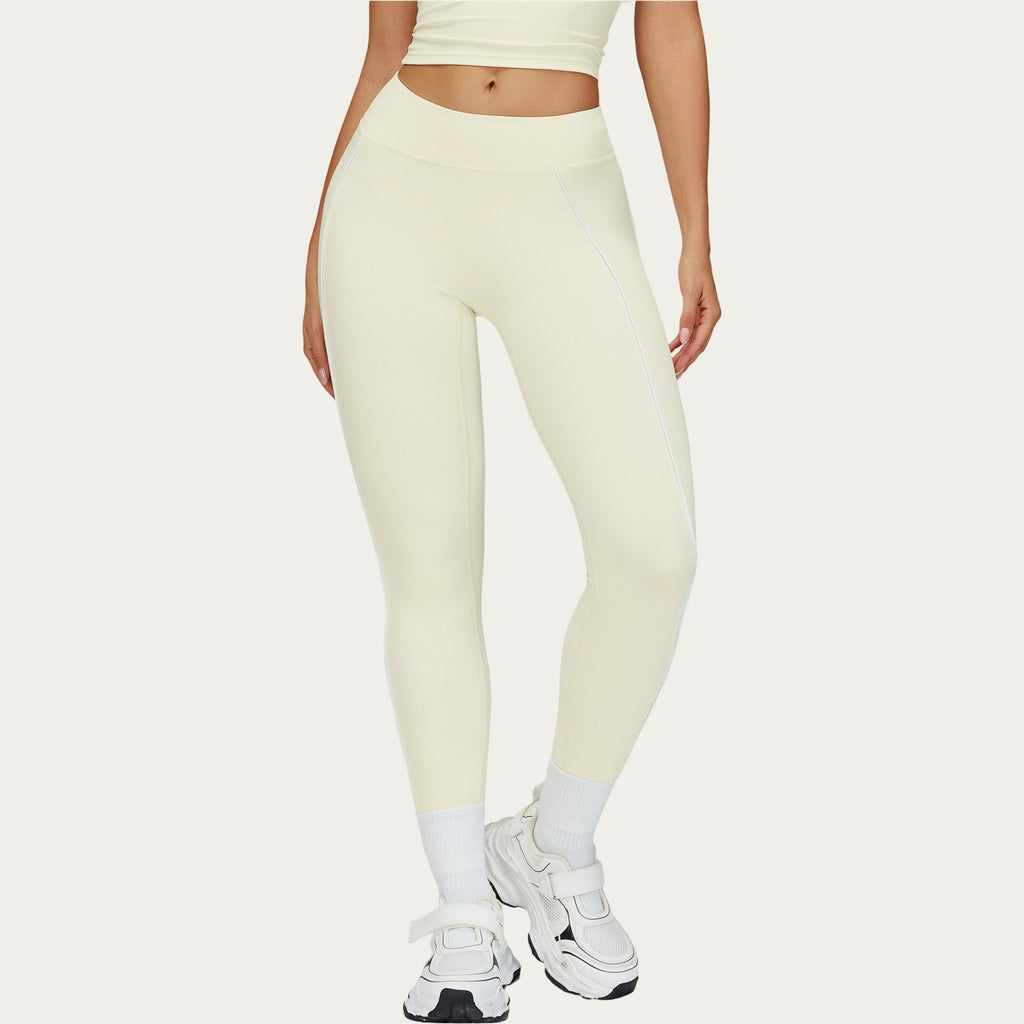 Anna-Kaci Active Women's High Waist Performance Leggings with Contrast Piping and Sculpting Stretch Fit