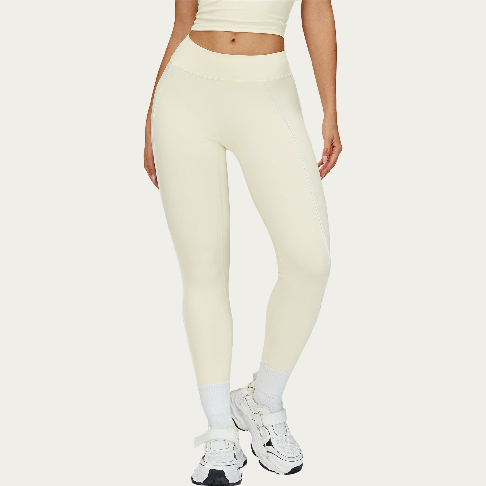 Anna-Kaci Active Women's High Waist Performance Leggings with Contrast Piping and Sculpting Stretch Fit