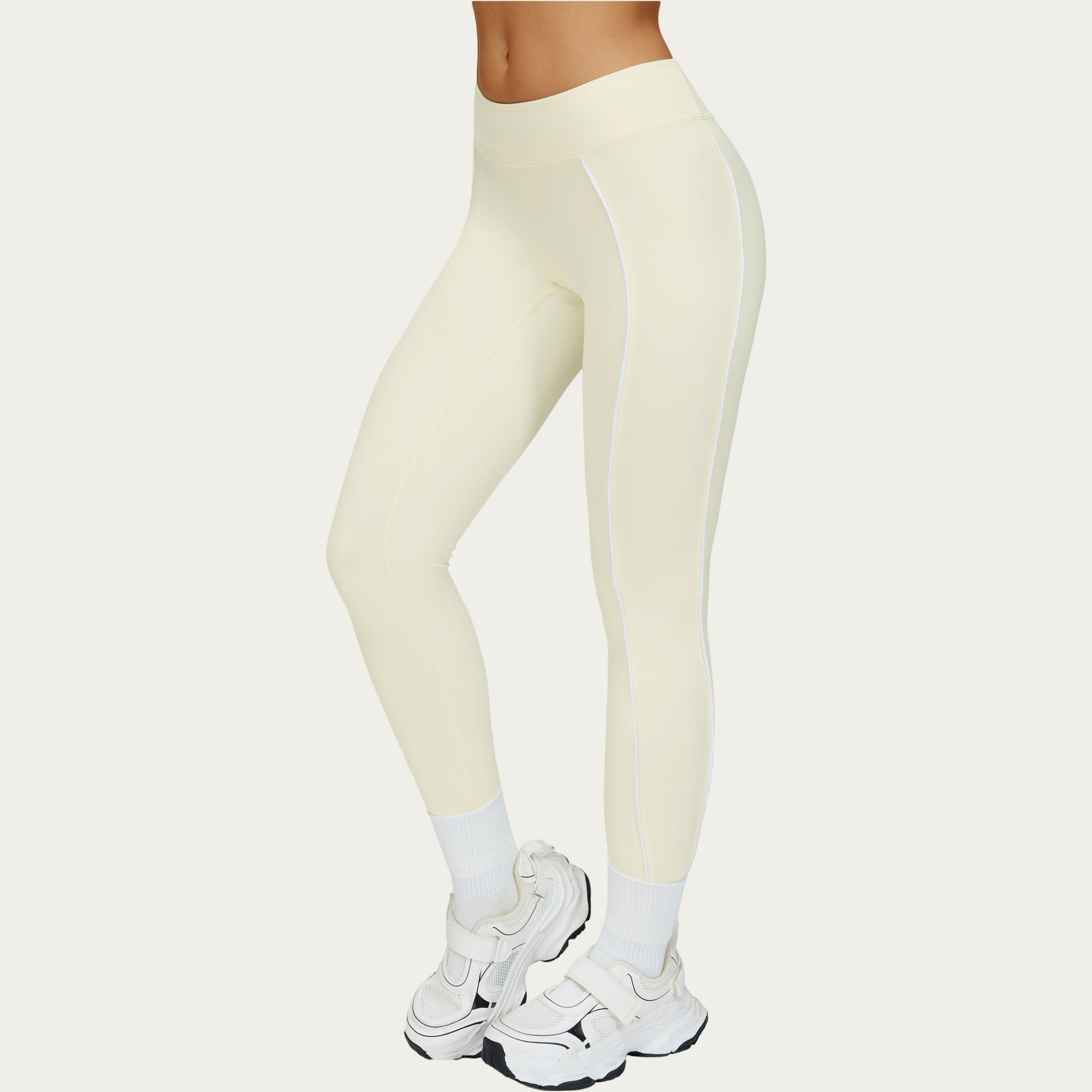Anna-Kaci Active Women's High Waist Performance Leggings with Contrast Piping and Sculpting Stretch Fit