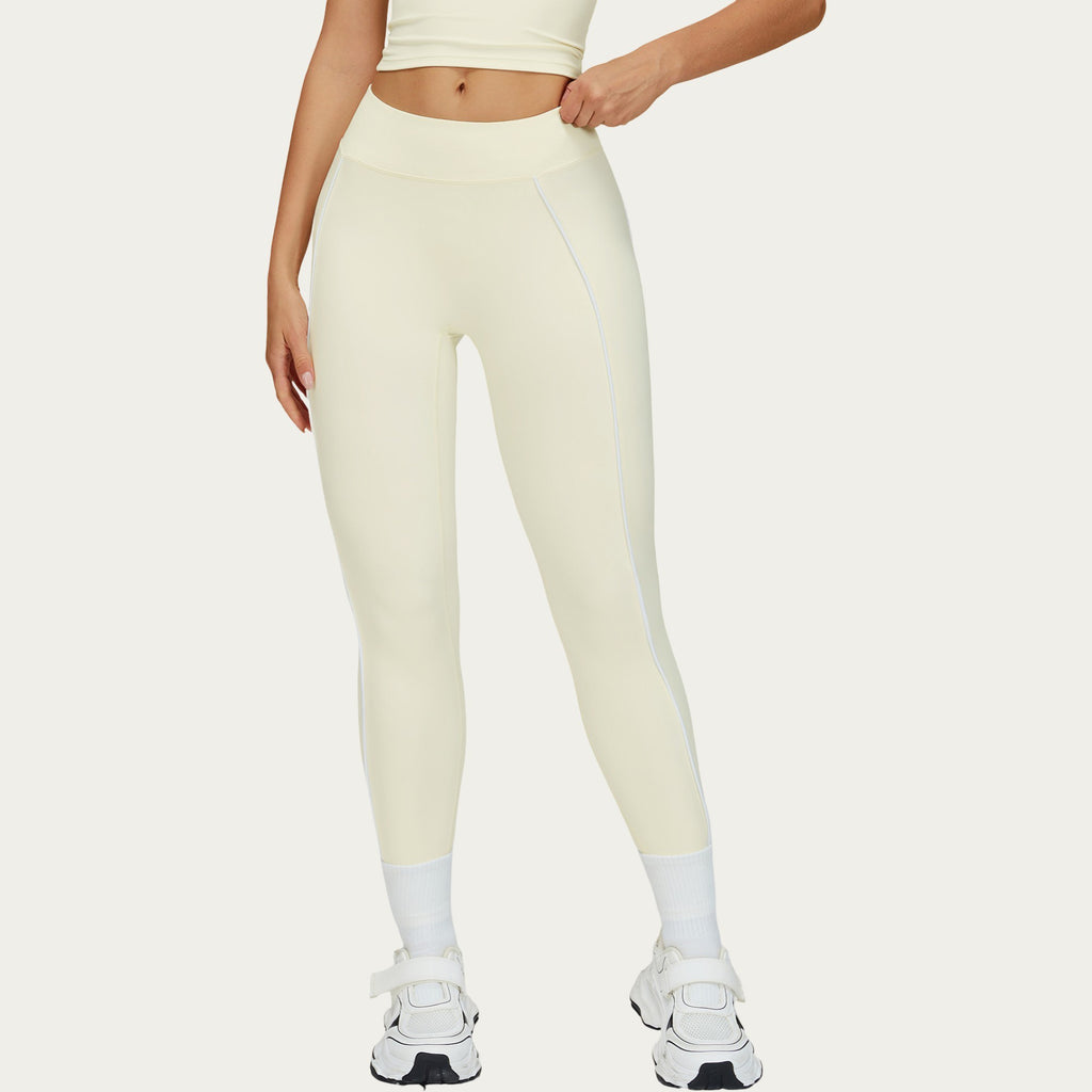 Anna-Kaci Active Women's High Waist Performance Leggings with Contrast Piping and Sculpting Stretch Fit