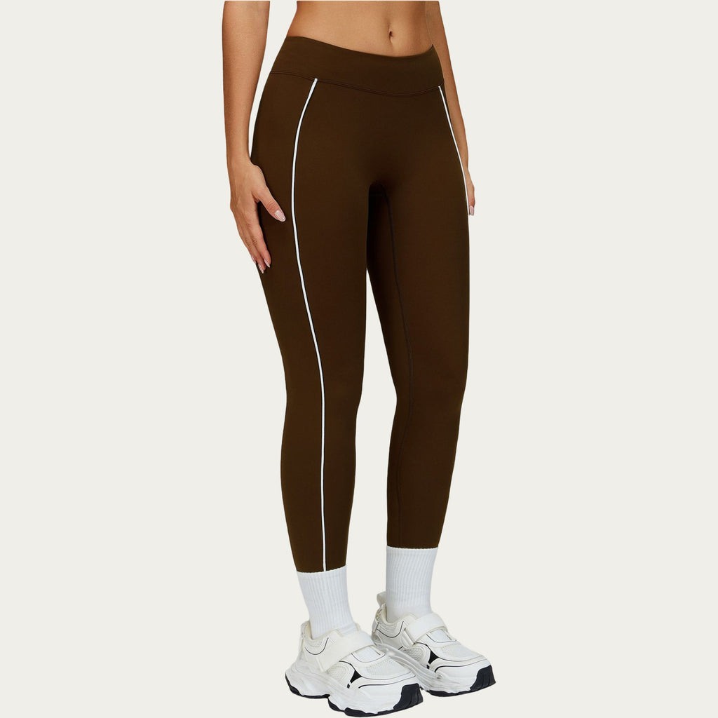 Anna-Kaci Active Women's High Waist Performance Leggings with Contrast Piping and Sculpting Stretch Fit