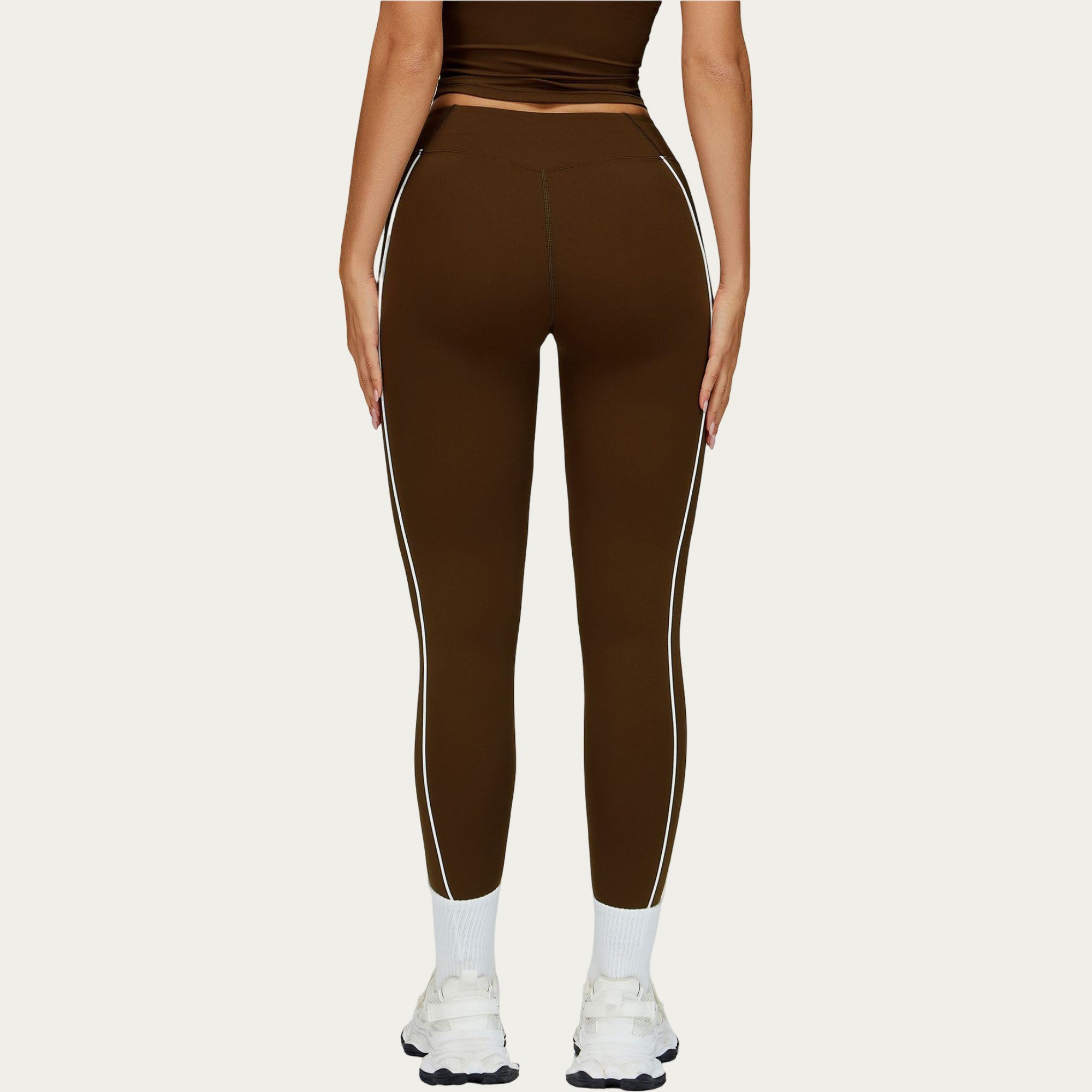 Anna-Kaci Active Women's High Waist Performance Leggings with Contrast Piping and Sculpting Stretch Fit