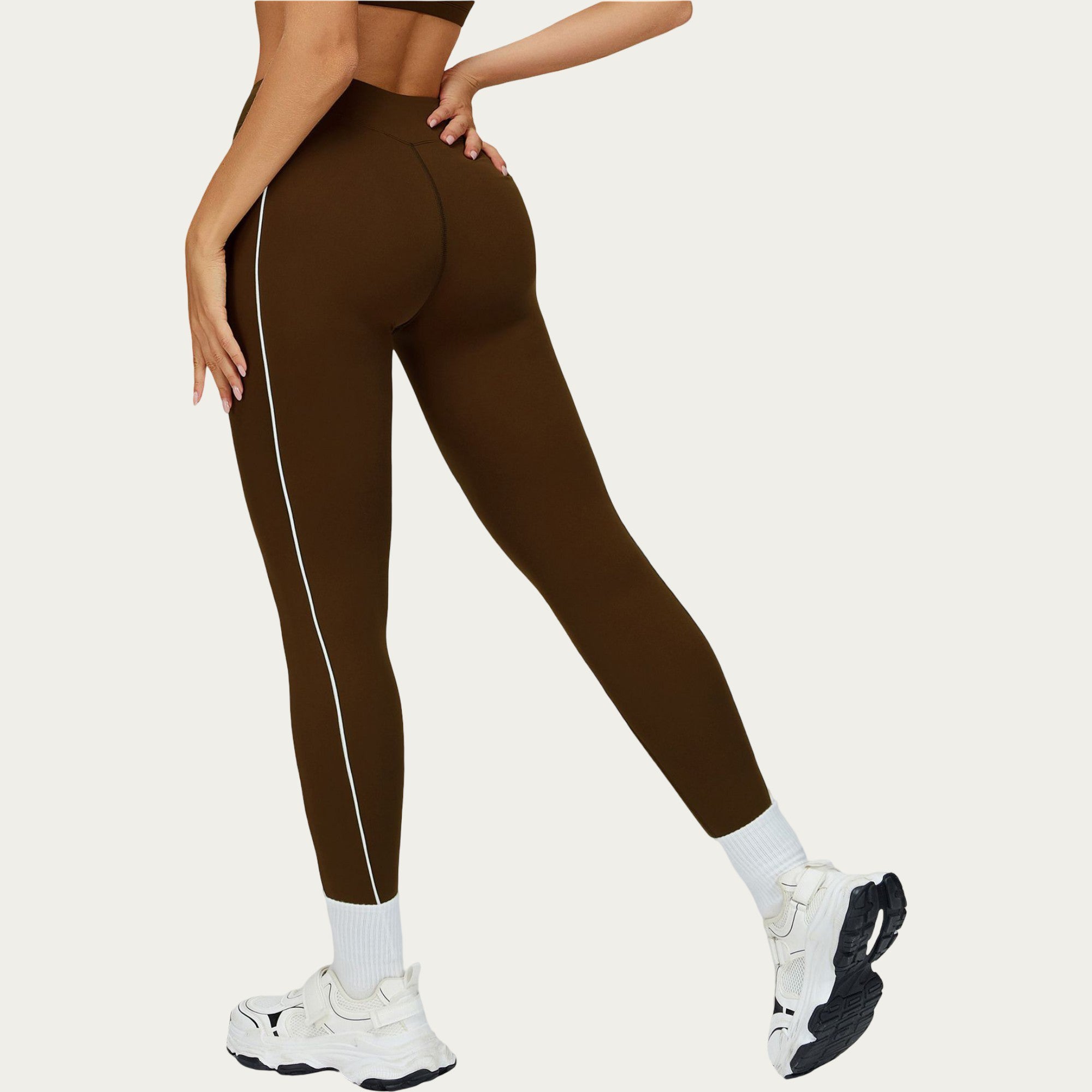 Anna-Kaci Active Women's High Waist Performance Leggings with Contrast Piping and Sculpting Stretch Fit
