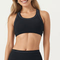 Anna-Kaci Active Women's Ribbed Racerback Sports Bra with Scoop Neck and Medium Support