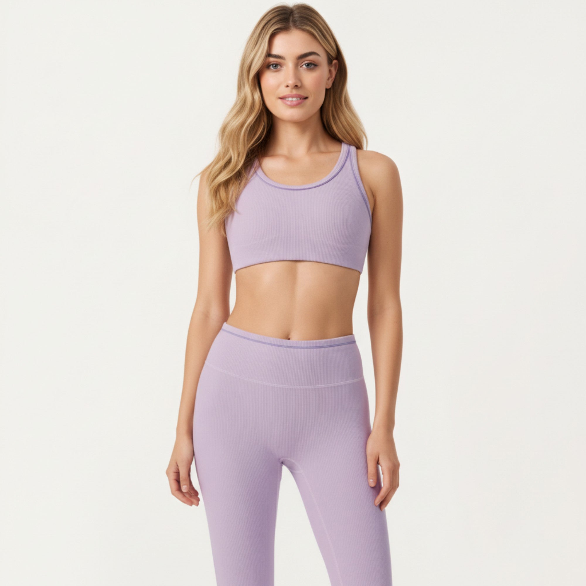 Anna-Kaci Active Women's Ribbed Racerback Sports Bra with Scoop Neck and Medium Support