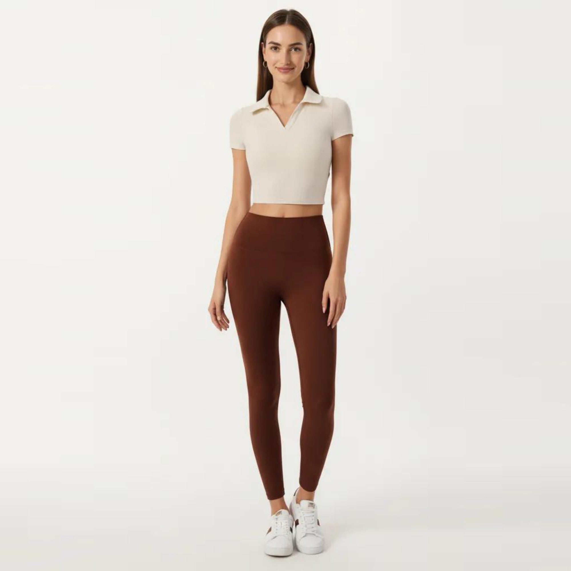 Anna-Kaci Active Women's Short Sleeve Cropped Active Polo Top with Collared V Neck and Stretch Fit