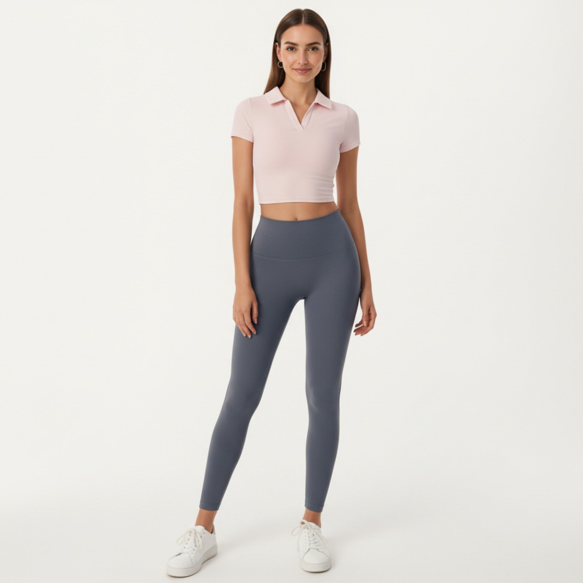 Anna-Kaci Active Women's Short Sleeve Cropped Active Polo Top with Collared V Neck and Stretch Fit