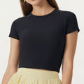 Anna-Kaci Active Women's Short Sleeve Cropped Active Top with Open Back Tie Detail and Stretch Fit