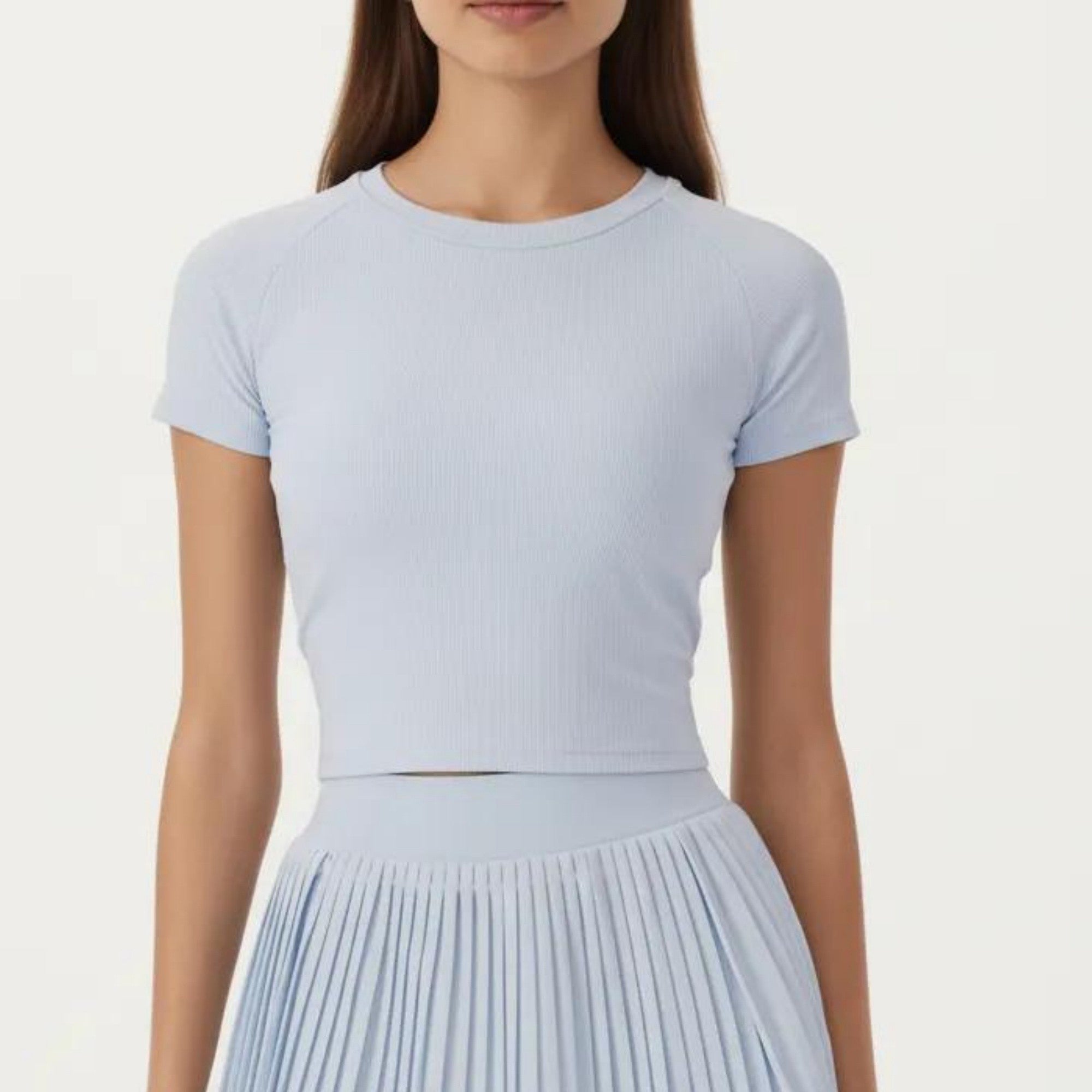 Anna-Kaci Active Women's Short Sleeve Cropped Active Top with Open Back Tie Detail and Stretch Fit