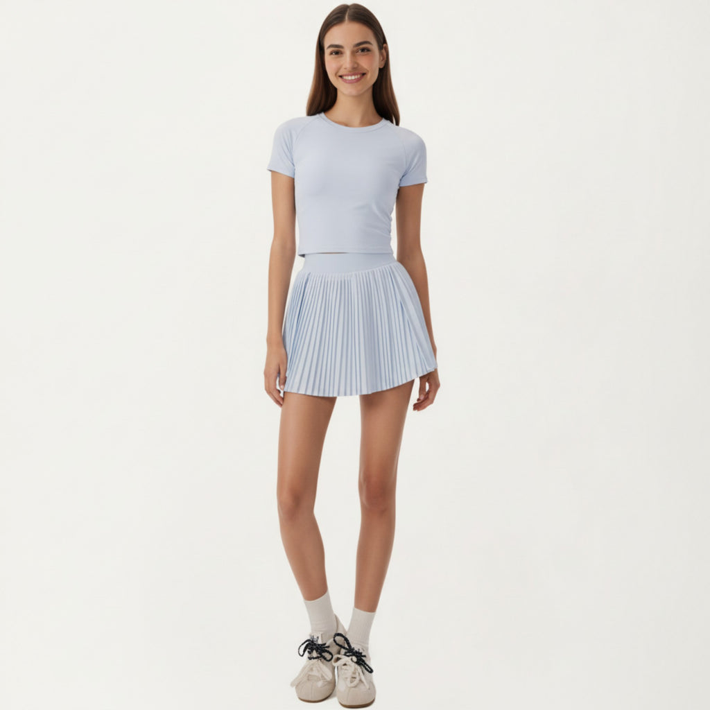 Anna-Kaci Active Women's Short Sleeve Cropped Active Top with Open Back Tie Detail and Stretch Fit