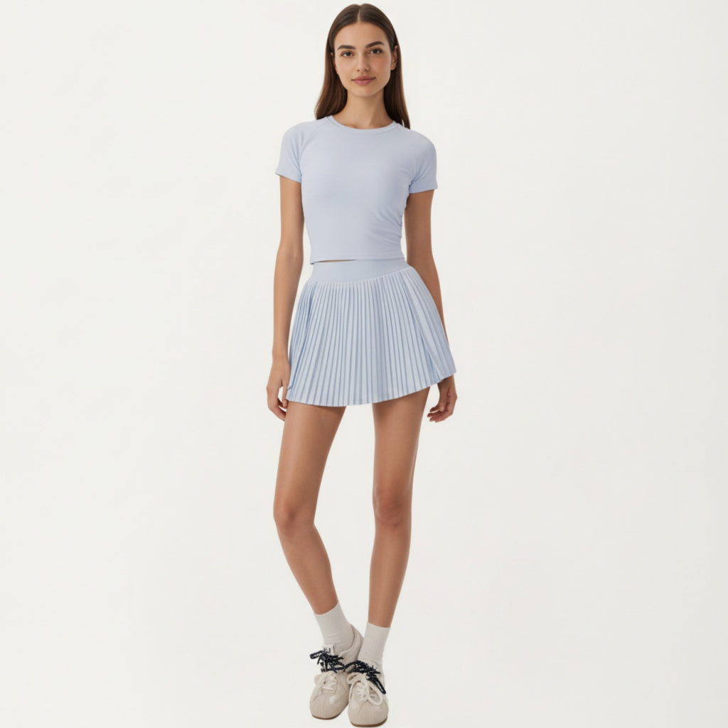 Anna-Kaci Active Women's Short Sleeve Cropped Active Top with Open Back Tie Detail and Stretch Fit