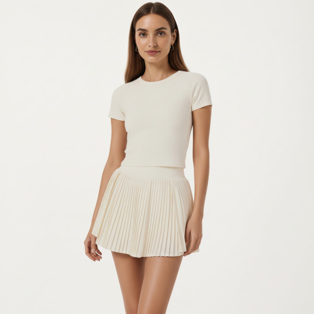 Anna-Kaci Active Women's Short Sleeve Cropped Active Top with Open Back Tie Detail and Stretch Fit