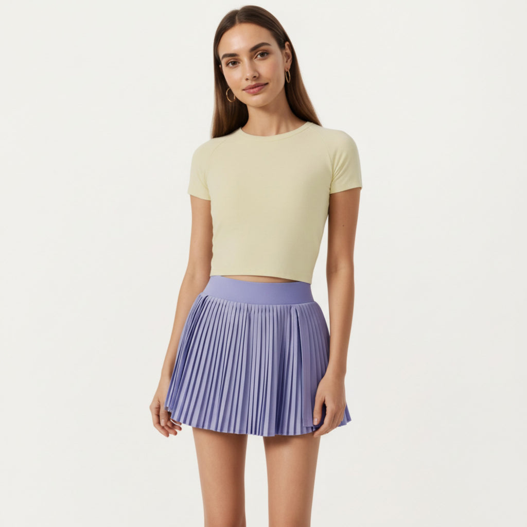 Anna-Kaci Active Women's Short Sleeve Cropped Active Top with Open Back Tie Detail and Stretch Fit