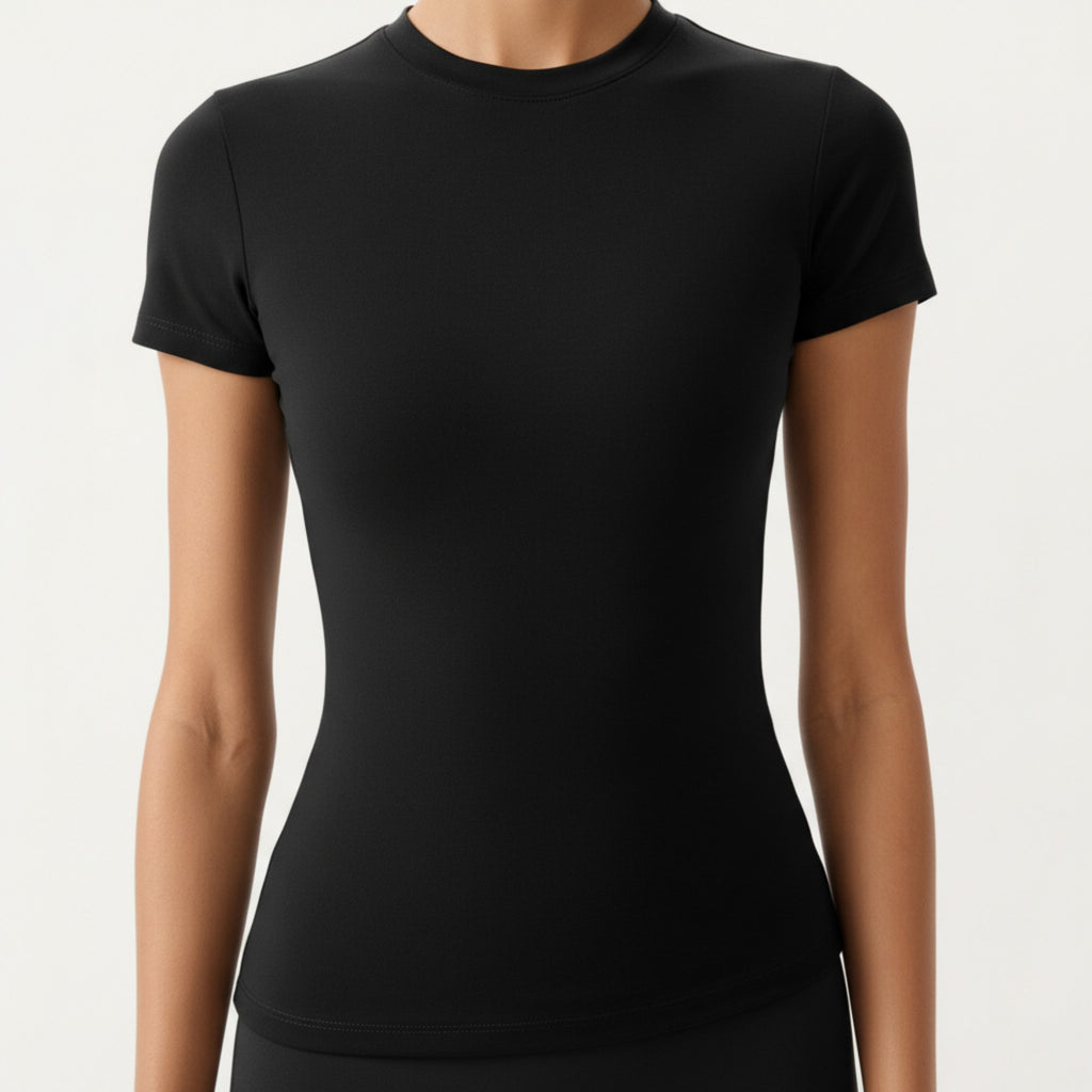 Anna-Kaci Active Women's Short Sleeve Fitted Active T Shirt with Crew Neck and Stretch Performance Fabric