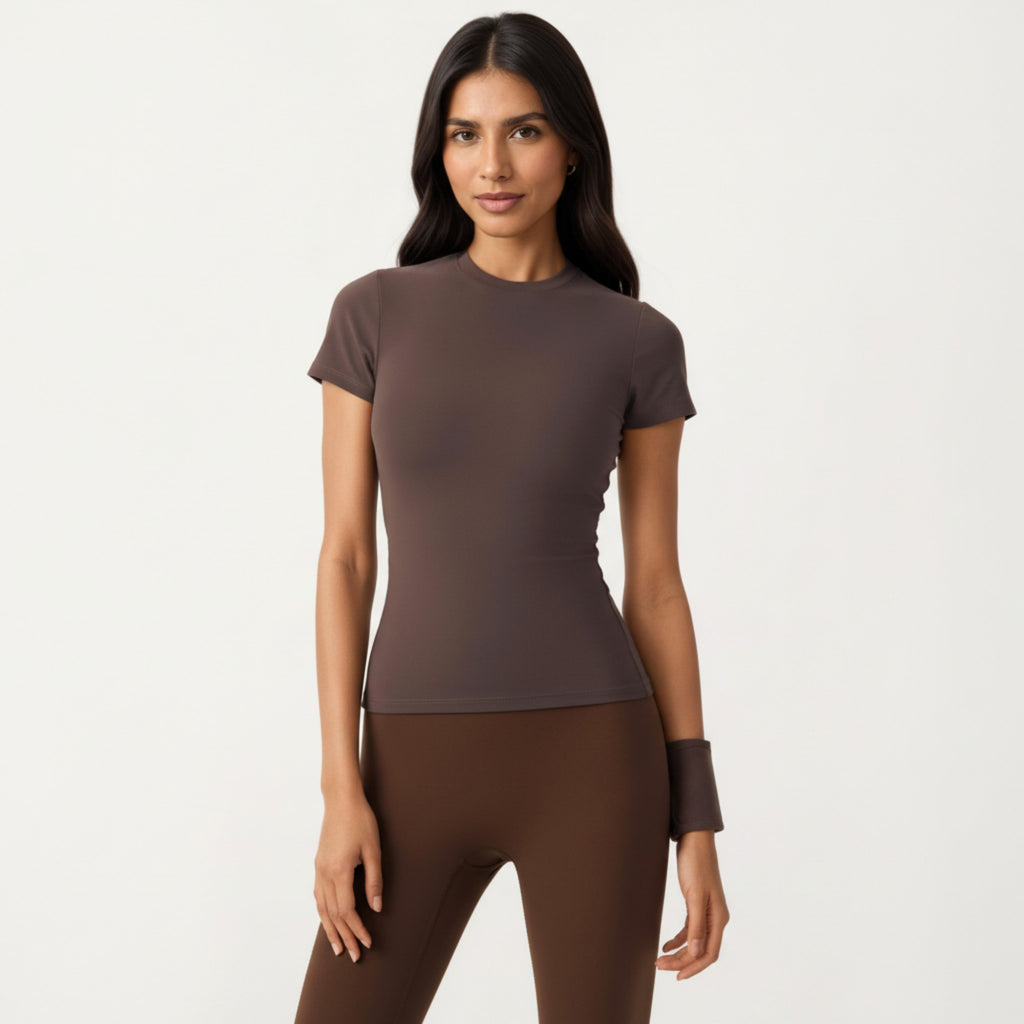 Anna-Kaci Active Women's Short Sleeve Fitted Active T Shirt with Crew Neck and Stretch Performance Fabric