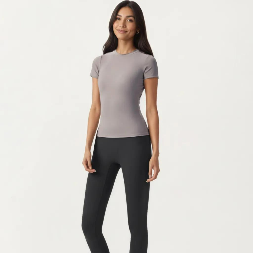 Anna-Kaci Active Women's Short Sleeve Fitted Active T Shirt with Crew Neck and Stretch Performance Fabric