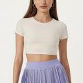 Anna-Kaci Active Women's Short Sleeve Cropped Top with Open Back Cutout and Stretch Fit