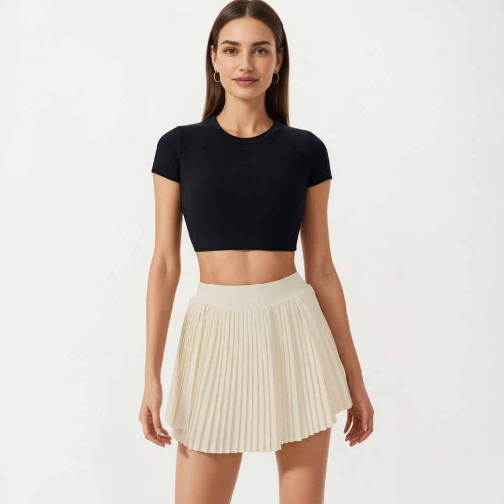 Anna-Kaci Active Women's Short Sleeve Cropped Top with Open Back Cutout and Stretch Fit